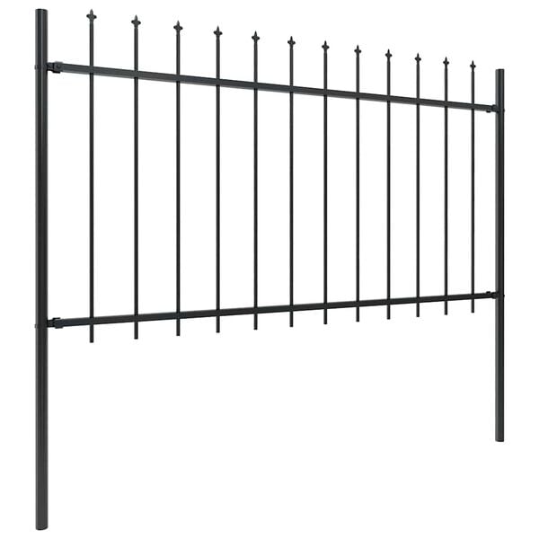 vidaXL Garden Fence with Spear Top Steel 631.3"x39.4" Black