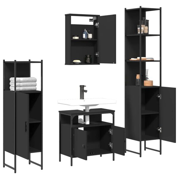 vidaXL Bathroom Furniture Set Black