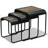 vidaXL Side Table Set of 3 Multicolour Solid reclaimed wood and steel