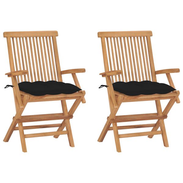 vidaXL Patio Chair Set of 2 Natural Wood Teak Wood Standard Foldable