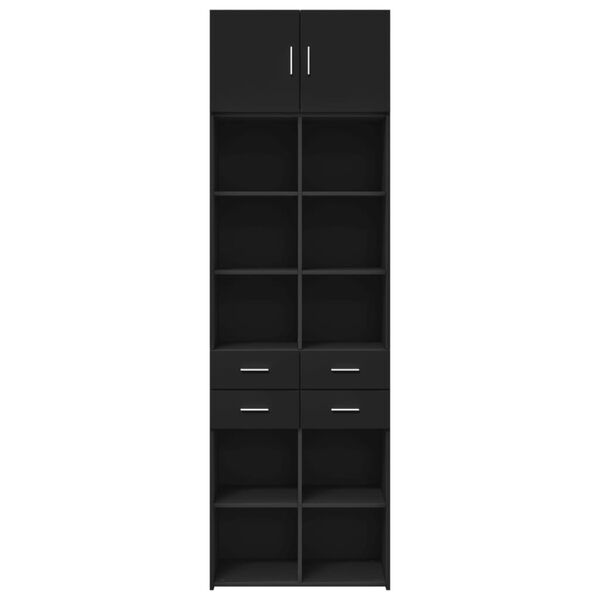 vidaXL Storage Cabinet Black Engineered Wood Large Storage Cabinet