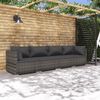 vidaXL Garden Lounge Set Grey PE rattan, powder-coated steel, fabric