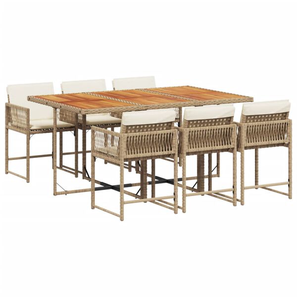 vidaXL Garden Dining Set Beige and Brown