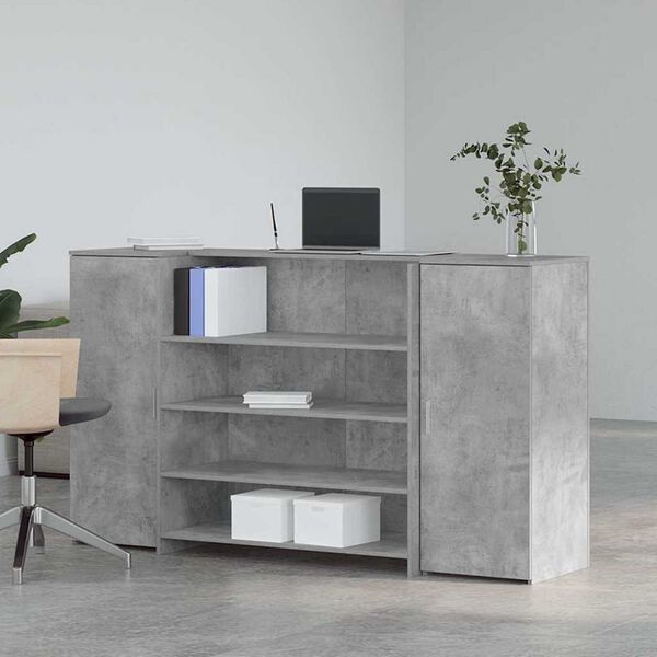 vidaXL Reception Desk Concrete Grey Engineered wood 70.9 x 19.7 x 40.7 in