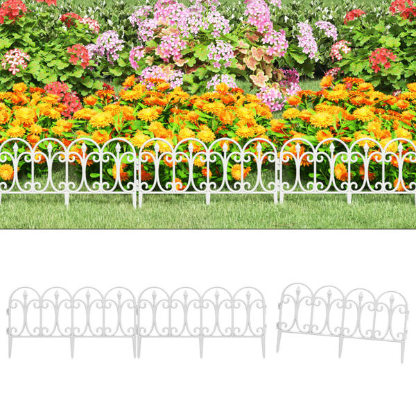 vidaXL Lawn Edgings 17 pcs White 32.8' PP