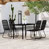 vidaXL Dining Set Black Powder-Coated Steel, PE Rattan, Glass 5 Piece Set