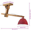 vidaXL Ceiling Lamp Distressed Red Iron, Solid Mango Wood Large