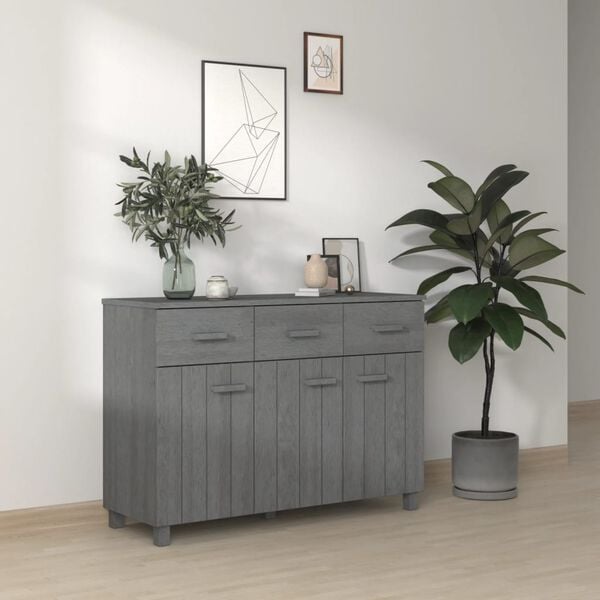 vidaXL Sideboard Dark Grey Solid Pine Wood, MDF Medium Buffet Sideboard