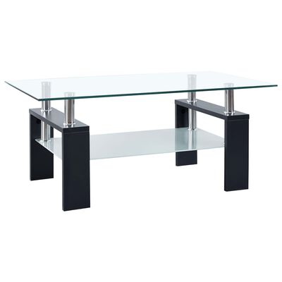 vidaXL Coffee Table Black and Transparent 37.4"x21.7"x15.7" Tempered Glass