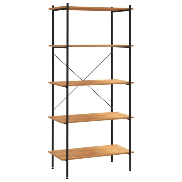 vidaXL Shelving Unit Black and Oak Engineered wood, Steel Large Durable