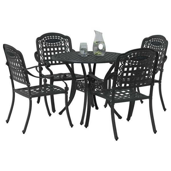 vidaXL Garden Dining Set 5 pcs Black 35.4" x 35.4" x 29.5