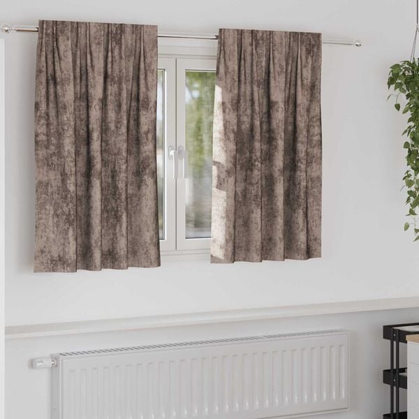 vidaXL Curtain with Curtains 2 pcs Cappuccino 55.1" x 55.1" Velvet