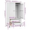 vidaXL Wardrobe White Solid Pine Wood Compact Wardrobe Rectangular