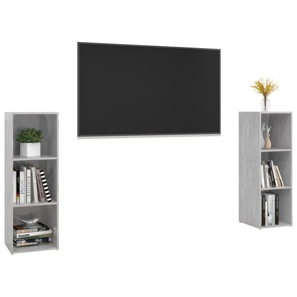 vidaXL TV Stands 2 Pcs Concrete Gray 42.1"x13.8"x14.6" Engineered Wood