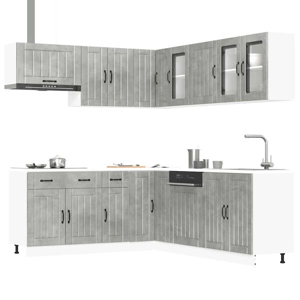 vidaXL Kitchen Cabinet Set Concrete Grey Engineered Wood Large