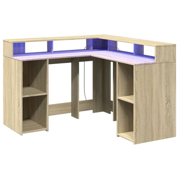 vidaXL Desk Sonoma Oak Engineered Wood L-shaped Desk Rectangular