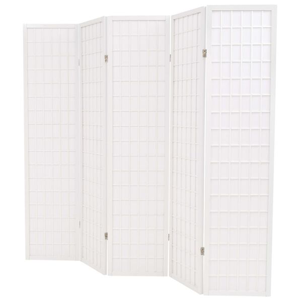 vidaXL Folding 5-Panel Room Divider Japanese Style 78.7"x66.9" White