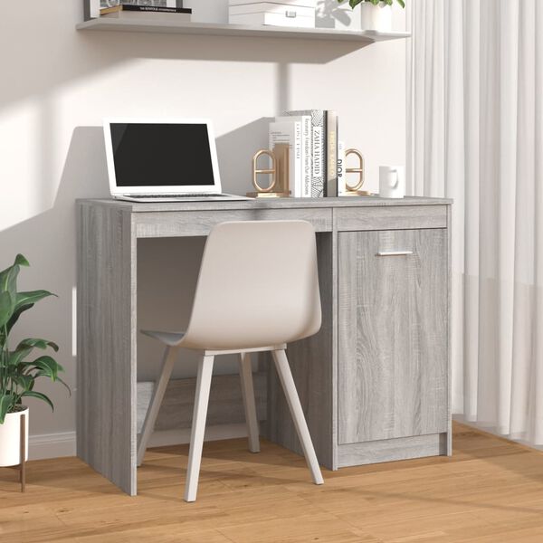 vidaXL Desk Gray Sonoma Engineered wood Medium Computer Desk