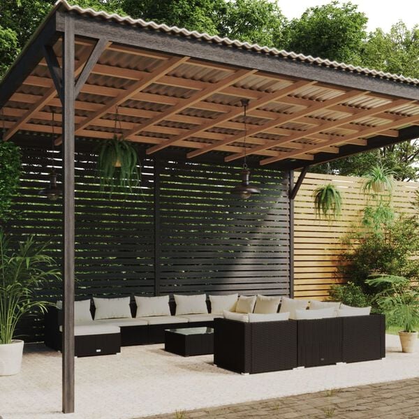 vidaXL Garden Lounge Set Black PE rattan Large Modular