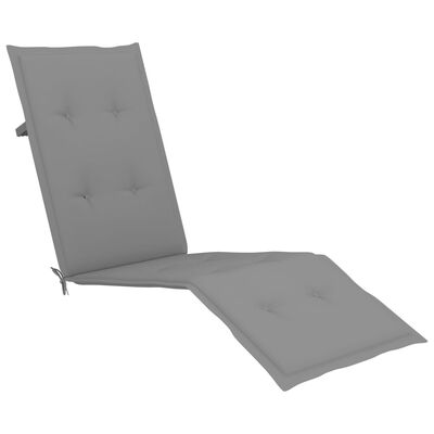 vidaXL Patio Deck Chair with Footrest and Cushion Solid Acacia Wood