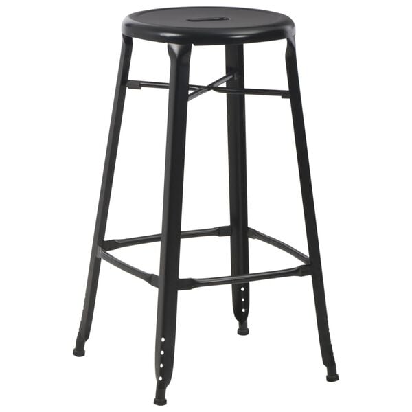 vidaXL Bar Stool Set of 2 Black Powder-coated steel Standard Durable