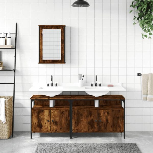 vidaXL Bathroom Furniture Set Smoked Oak