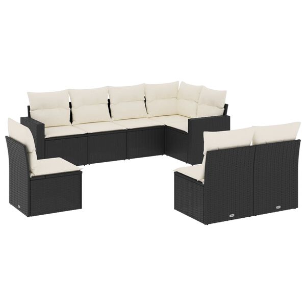 vidaXL Garden Sofa Set Black, Cream White