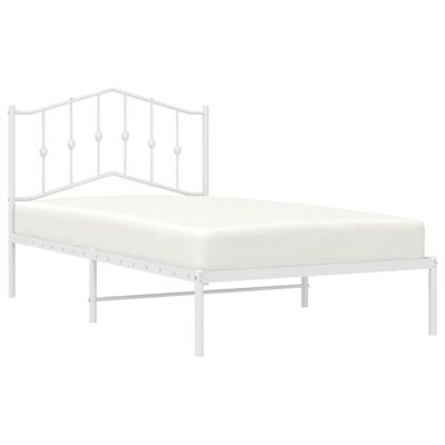 vidaXL Metal Bed Frame with Headboard White 39.4"x74.8"