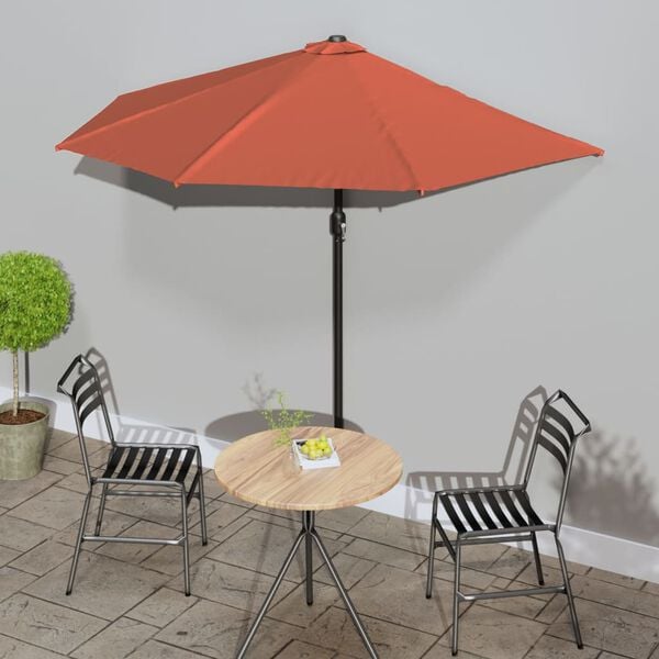 vidaXL Balcony Parasol Terracotta Polyester, Aluminum, Steel
