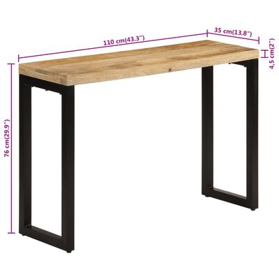 vidaXL Console Table 43.3"x13.8"x29.9" Solid Rough Wood Mango