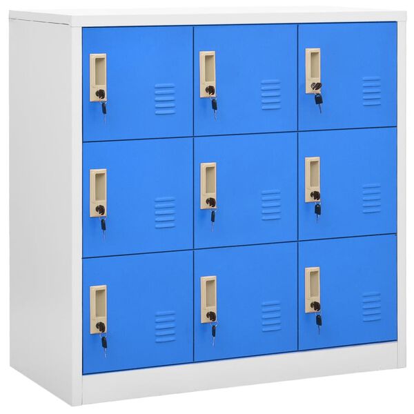 vidaXL Locker Cabinet Light Grey and Blue Steel Medium Locker Cabinet