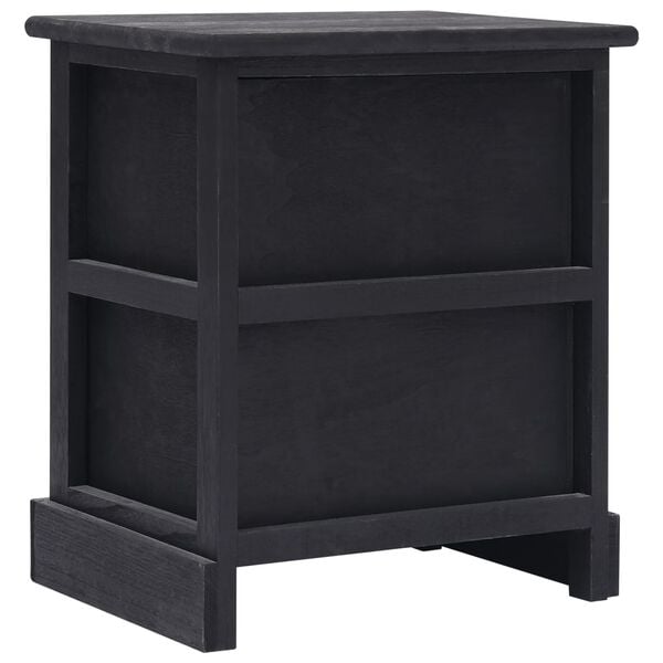 vidaXL Cabinet Black Paulownia Wood 15.0x11.0x17.7 in Bedside Table