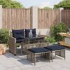 vidaXL 4 Piece Patio Sofa Set with Cushions Gray Poly Rattan Glass