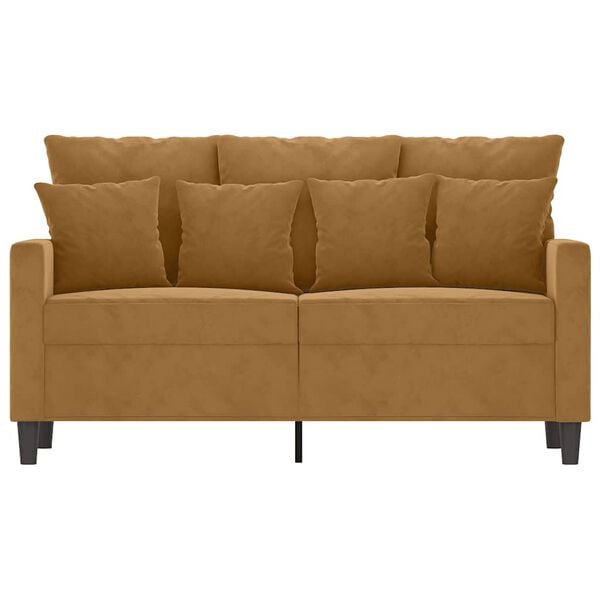 vidaXL 2-seater Sofa Brown Velvet (100% polyester), metal, textilene
