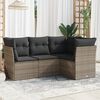 vidaXL Garden Sofa Set Grey PE Rattan, Powder-Coated Steel Medium