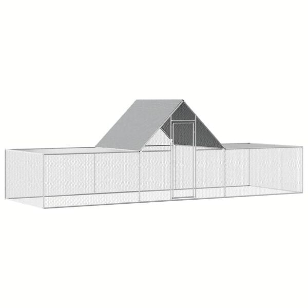 vidaXL Chicken Coop Silver Galvanized steel 20 x 6.6 x 6.6 ft