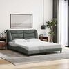 vidaXL Bed Frame Dark Grey Polyester Queen Decorative Inlays Bed Frame