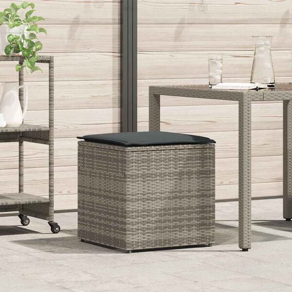 vidaXL Cushion Box with Storage Gray 19.7" x 19.7" x 19.7" poly rattan