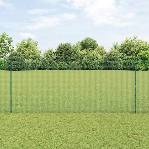 vidaXL Fence with Post Green 4.59 x 164.04 ft Steel and PVC