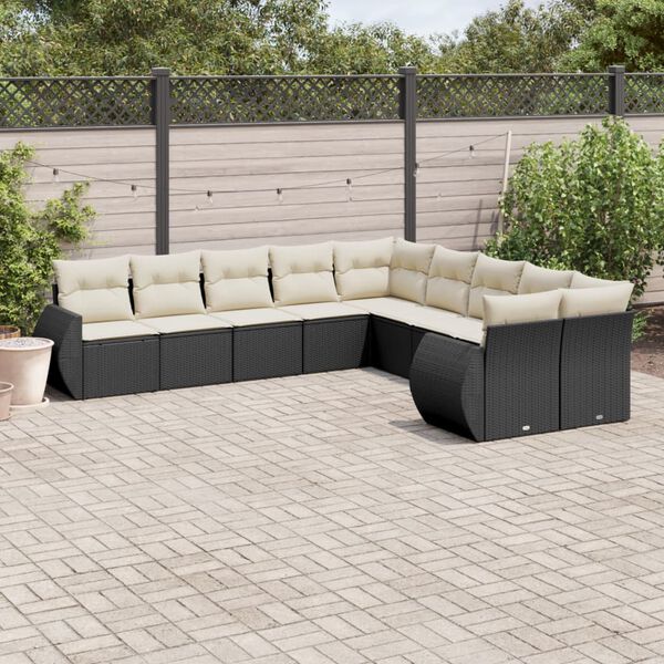 vidaXL Garden Sofa Set Black, Cream White