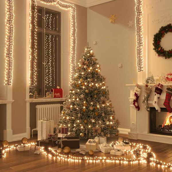 vidaXL LED Cluster String Warm white PVC and copper 24.3 ft long