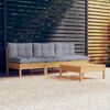 vidaXL Garden Lounge Set Grey, Natural Wood Solid pinewood, 100% polyester