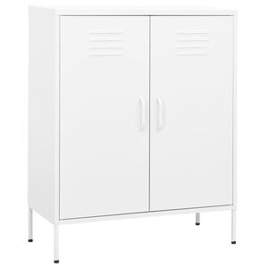 vidaXL Storage Cabinet White Steel Medium Storage Cabinet Rectangular