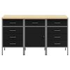vidaXL Work Cabinet with Drawer 3 pcs Black and Grey 150 x 55 x 85 cm