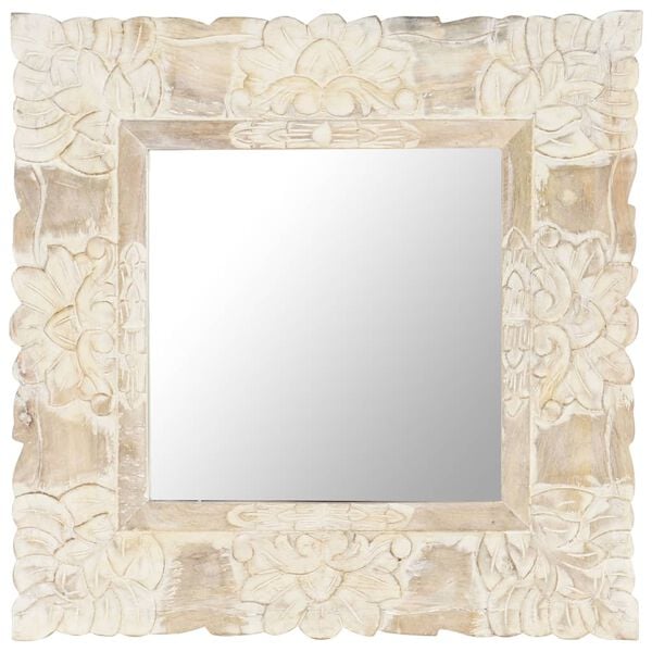 vidaXL Mirror White Solid Mango Wood 19.7x19.7 in Decorative Inlays