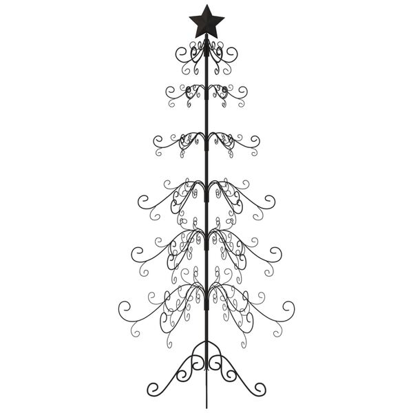 vidaXL Metal Christmas Tree Black Powder-coated steel 70.9 in tall