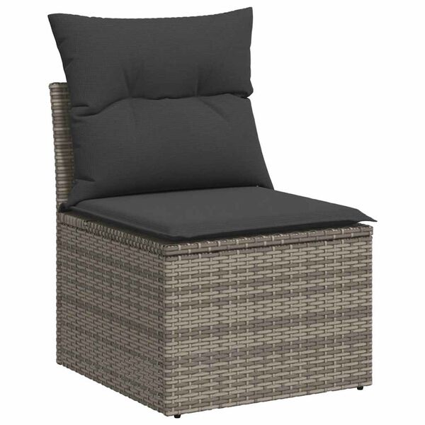 vidaXL Patio Sofa Set Grey PE rattan Large Adjustable Feet