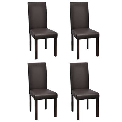 vidaXL Dining Chairs 4 pcs Brown Faux Leather