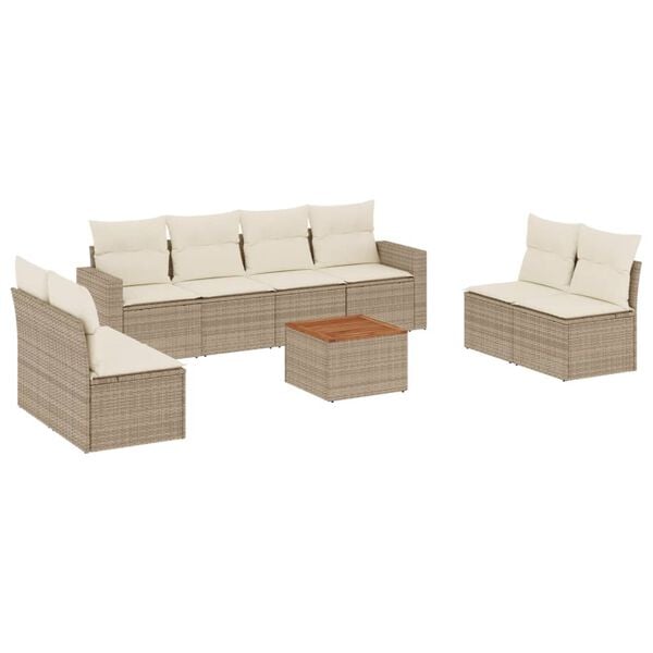 vidaXL Sofa Set Beige PE rattan Large Modular Garden Sofa Set Modern