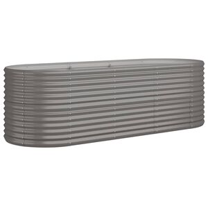 vidaXL Garden Raised Bed Grey Powder-coated steel Large Durable
